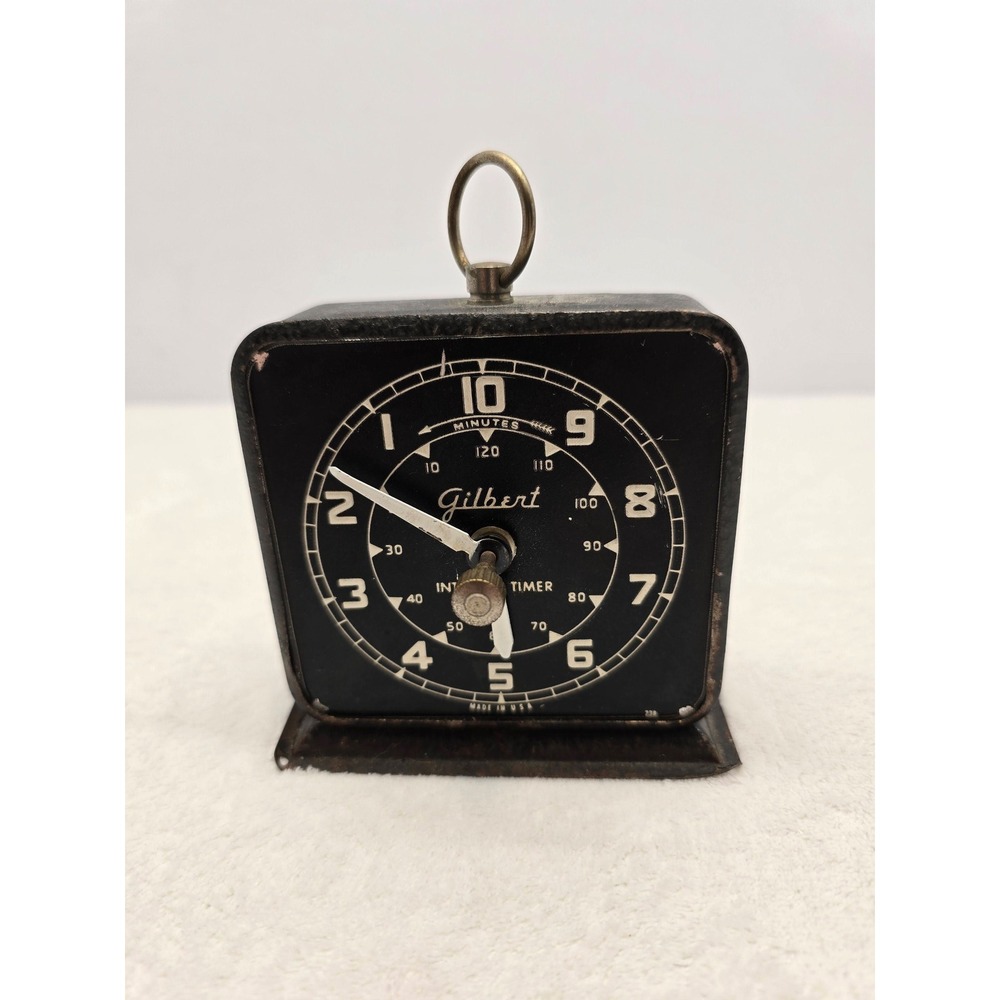 Gilbert Vintage Industrial Interval Timer Metal Mechanical Clock Black 4in